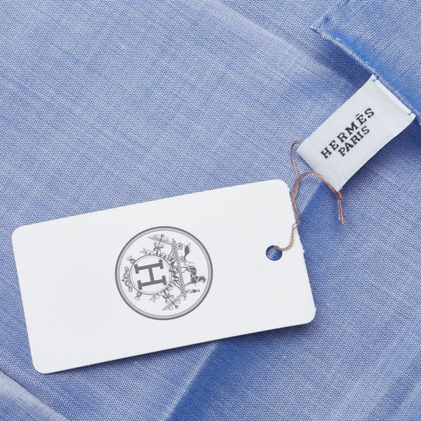 エルメス ロゴ ハンカチ ブルー コットン メンズ HERMES 【中古】