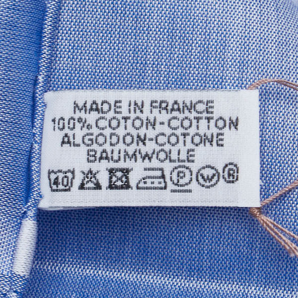 エルメス ロゴ ハンカチ ブルー コットン メンズ HERMES 【中古】