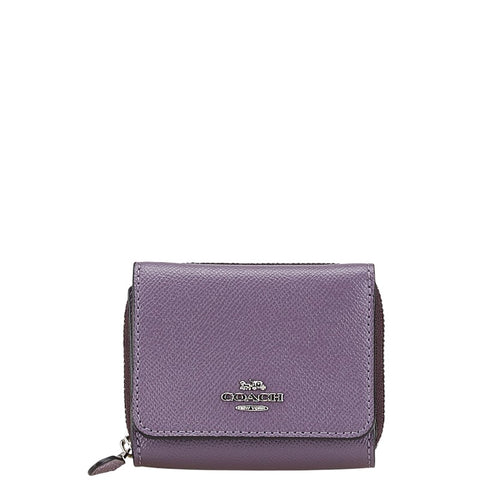 コーチ 三つ折り財布 F37968 パープル PVC レザー レディース COACH 【中古】