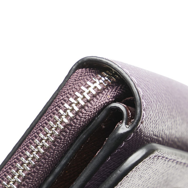 コーチ 三つ折り財布 F37968 パープル PVC レザー レディース COACH 【中古】