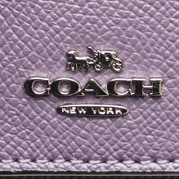 コーチ 三つ折り財布 F37968 パープル PVC レザー レディース COACH 【中古】