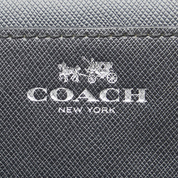 コーチ ラウンドファスナー 長財布 ブラック レザー レディース COACH 【中古】