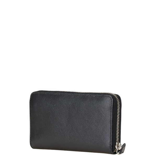 コーチ ラウンドファスナー 長財布 ブラック レザー レディース COACH 【中古】