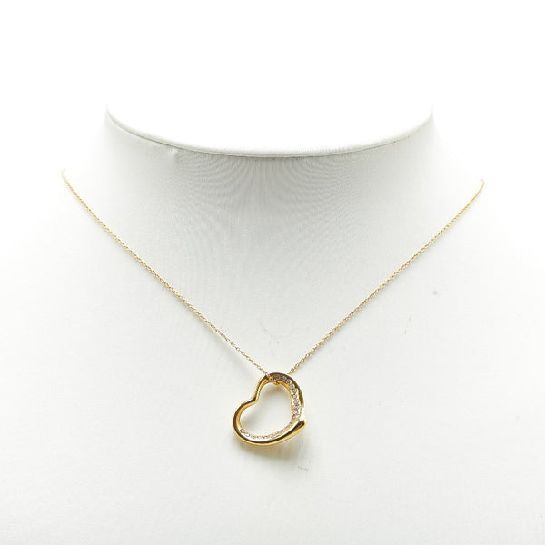 ティファニー オープンハート パヴェダイヤ ネックレス K18 ゴールド レディース TIFFANY&Co. 【中古】