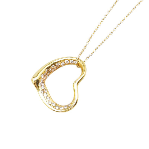 ティファニー オープンハート パヴェダイヤ ネックレス K18 ゴールド レディース TIFFANY&Co. 【中古】