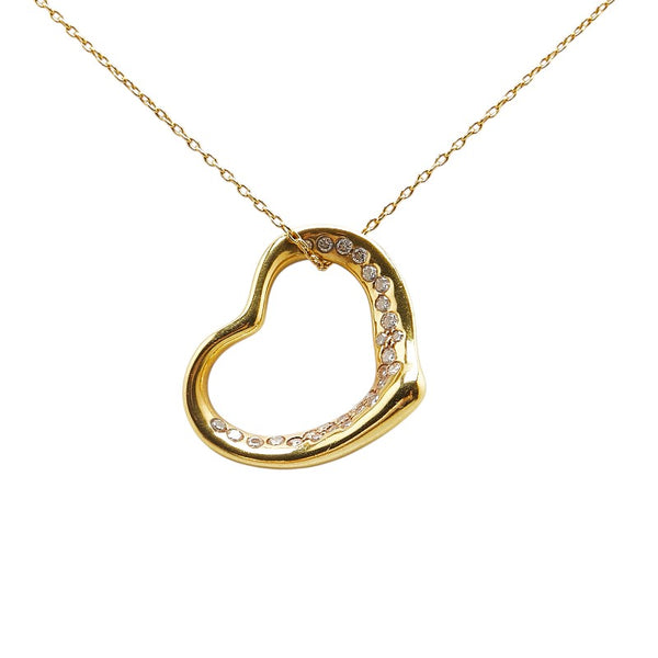ティファニー オープンハート パヴェダイヤ ネックレス K18 ゴールド レディース TIFFANY&Co. 【中古】