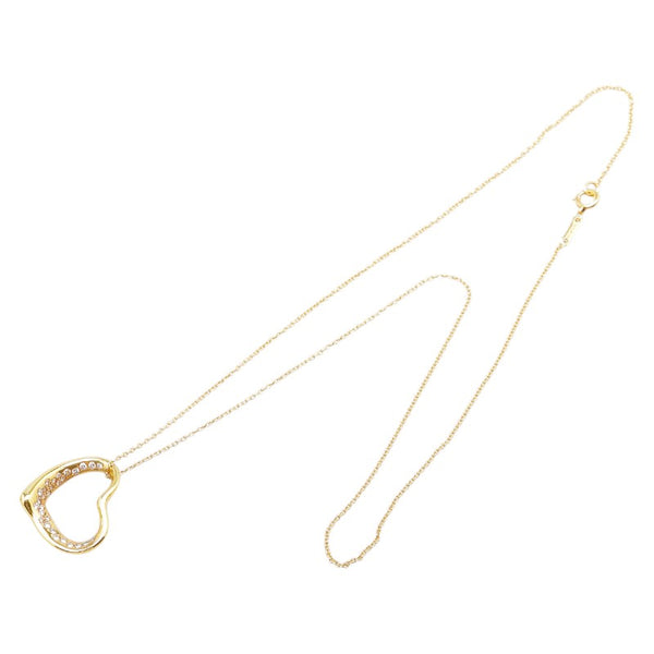 ティファニー オープンハート パヴェダイヤ ネックレス K18 ゴールド レディース TIFFANY&Co. 【中古】