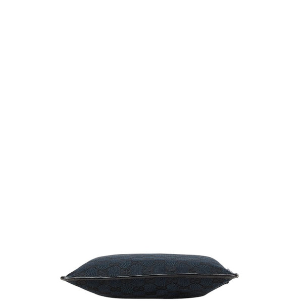 グッチ GGキャンバス ショルダーバッグ 019 0343 200047 ネイビー ブラック キャンバス レザー レディース GUCCI 【中古】