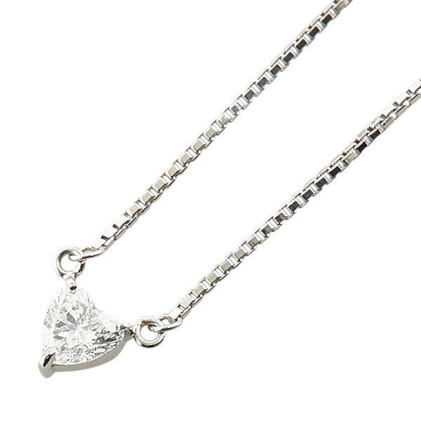 Pt850 プラチナ ダイヤ0.56ct ハート モチーフ ペンダントネックレス レディース 【中古】