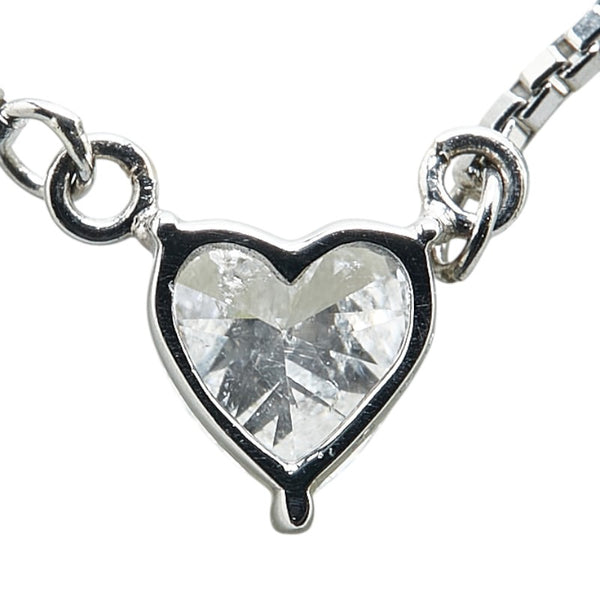 Pt850 プラチナ ダイヤ0.56ct ハート モチーフ ペンダントネックレス レディース 【中古】