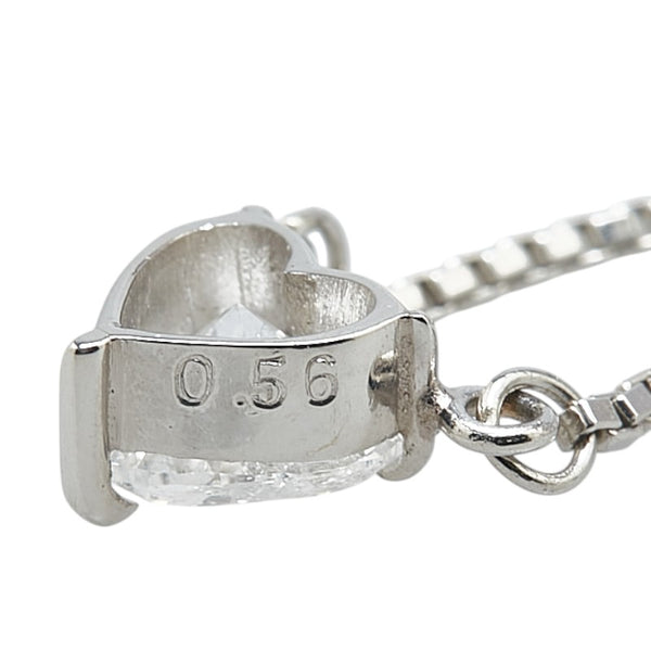 Pt850 プラチナ ダイヤ0.56ct ハート モチーフ ペンダントネックレス レディース 【中古】