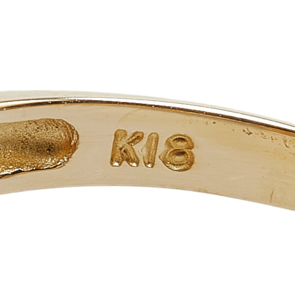K18YG イエローゴールド アコヤパール7.5mm ダイヤ リング 指輪 レディース 11号 【中古】