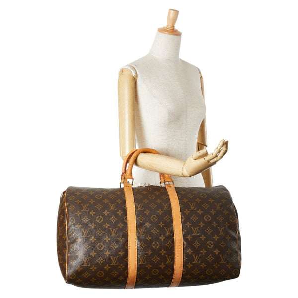 ルイ ヴィトン モノグラム キーポル50 ボストンバッグ ショルダーバッグ M41426 ブラウン PVC レザー レディース LOUIS VUITTON 【中古】