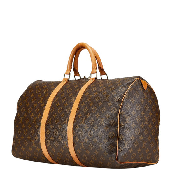 ルイ ヴィトン モノグラム キーポル50 ボストンバッグ ショルダーバッグ M41426 ブラウン PVC レザー レディース LOUIS VUITTON 【中古】