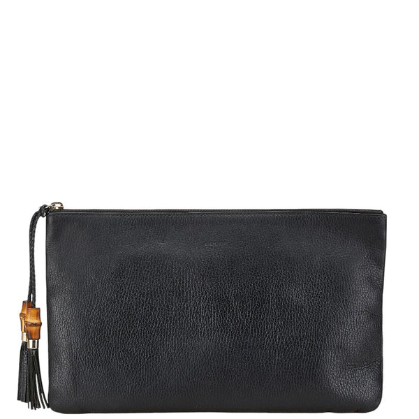 グッチ バンブー タッセル クラッチバッグ セカンドバッグ 449653 ブラック レザー レディース GUCCI 【中古】