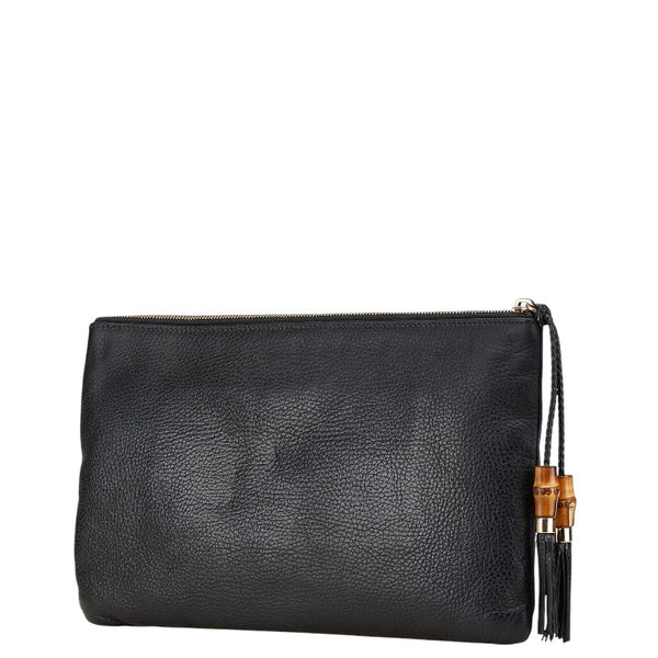 グッチ バンブー タッセル クラッチバッグ セカンドバッグ 449653 ブラック レザー レディース GUCCI 【中古】