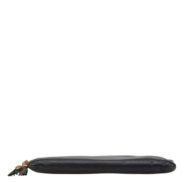 グッチ バンブー タッセル クラッチバッグ セカンドバッグ 449653 ブラック レザー レディース GUCCI 【中古】