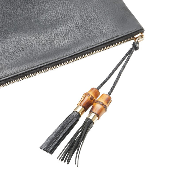 グッチ バンブー タッセル クラッチバッグ セカンドバッグ 449653 ブラック レザー レディース GUCCI 【中古】