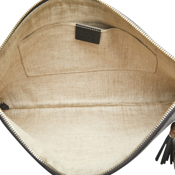 グッチ バンブー タッセル クラッチバッグ セカンドバッグ 449653 ブラック レザー レディース GUCCI 【中古】