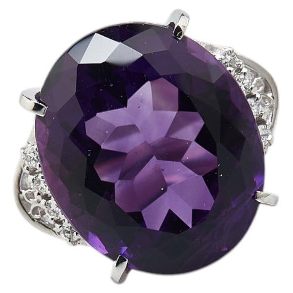 Pt900 プラチナ アメジスト　19.17ct ダイヤ0.13ct リング 指輪 レディース 18号 【中古】