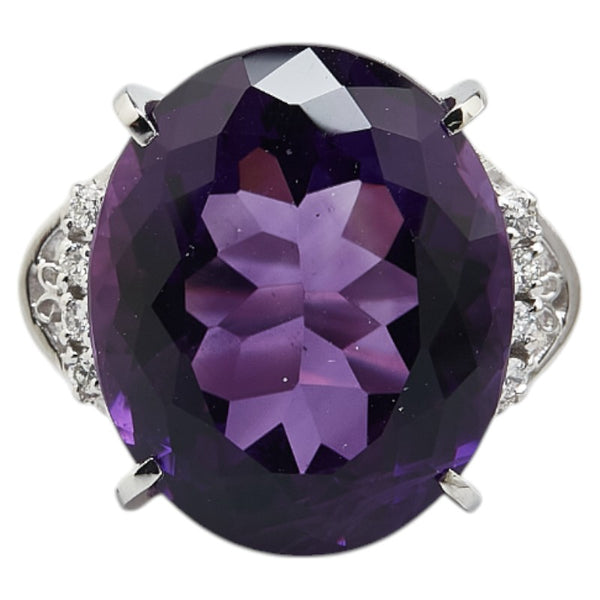 Pt900 プラチナ アメジスト　19.17ct ダイヤ0.13ct リング 指輪 レディース 18号 【中古】