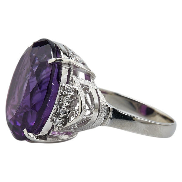 Pt900 プラチナ アメジスト　19.17ct ダイヤ0.13ct リング 指輪 レディース 18号 【中古】