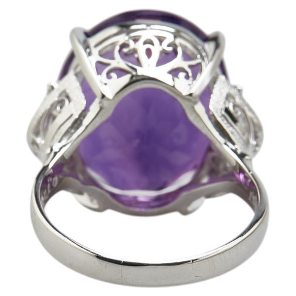 Pt900 プラチナ アメジスト　19.17ct ダイヤ0.13ct リング 指輪 レディース 18号 【中古】