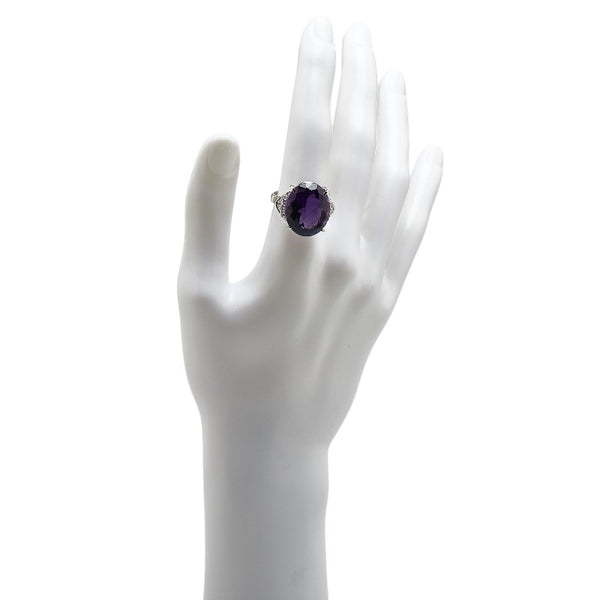 Pt900 プラチナ アメジスト　19.17ct ダイヤ0.13ct リング 指輪 レディース 18号 【中古】