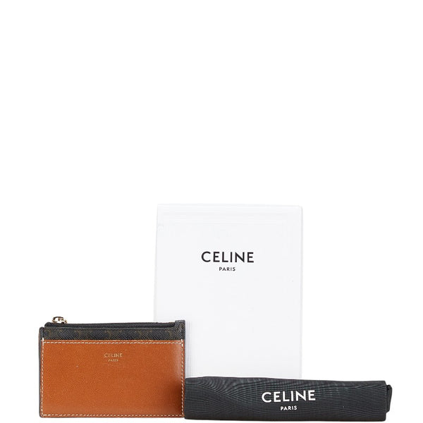 セリーヌ マカダム カードケース ブラック ブラウン PVC レザー レディース CELINE 【中古】