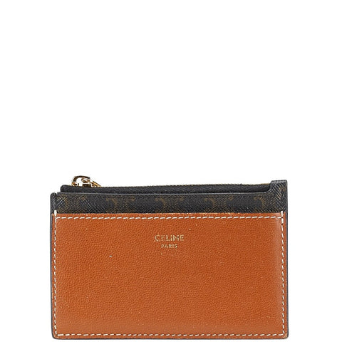 セリーヌ マカダム カードケース ブラック ブラウン PVC レザー レディース CELINE 【中古】