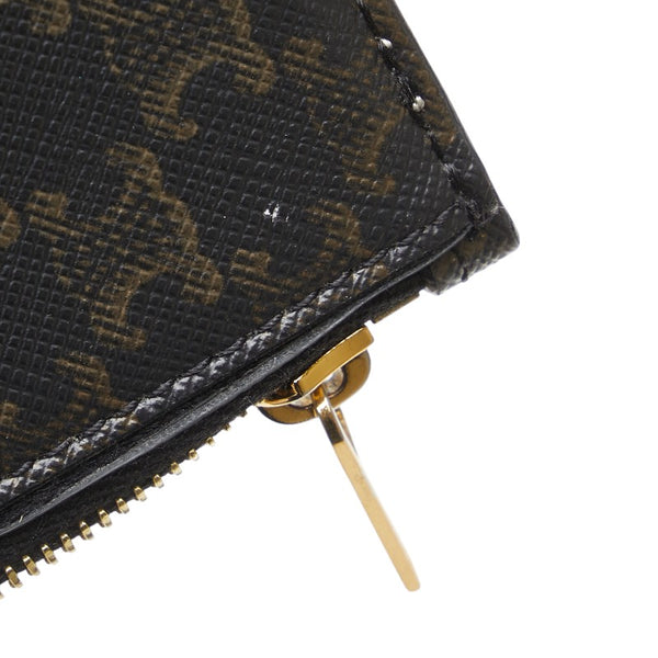 セリーヌ マカダム カードケース ブラック ブラウン PVC レザー レディース CELINE 【中古】