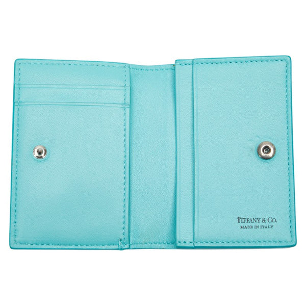 ティファニー カードケース ライトブルー レザー レディース TIFFANY&Co. 【中古】