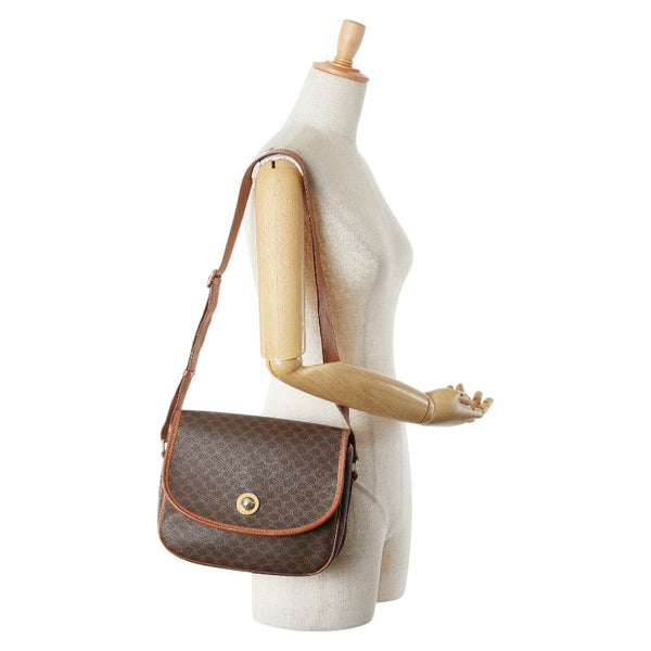 セリーヌ マカダム スターボール 斜め掛け ショルダーバッグ ブラウン PVC レザー レディース CELINE 【中古】
