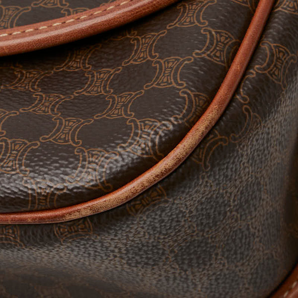 セリーヌ マカダム スターボール 斜め掛け ショルダーバッグ ブラウン PVC レザー レディース CELINE 【中古】