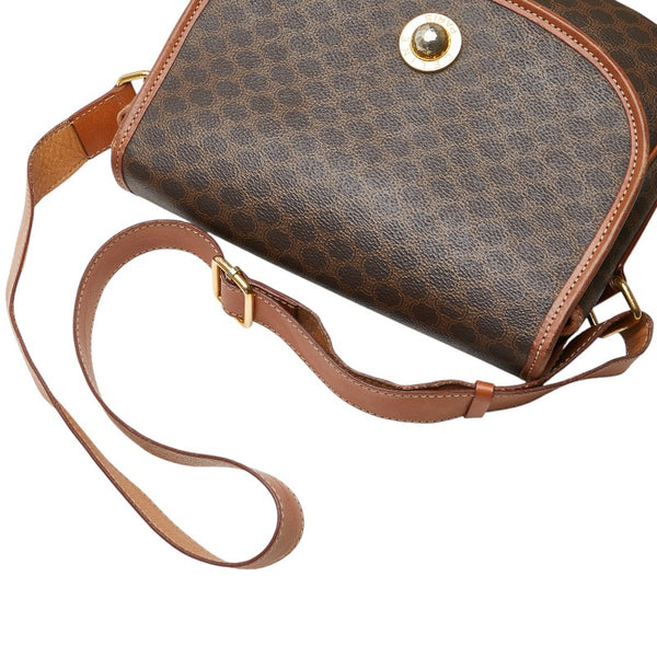 セリーヌ マカダム スターボール 斜め掛け ショルダーバッグ ブラウン PVC レザー レディース CELINE 【中古】