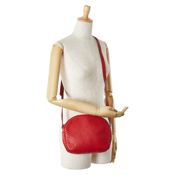 サルヴァトーレフェラガモ 型押し 斜め掛け ショルダーバッグ レッド レザー レディース Salvatore Ferragamo 【中古】