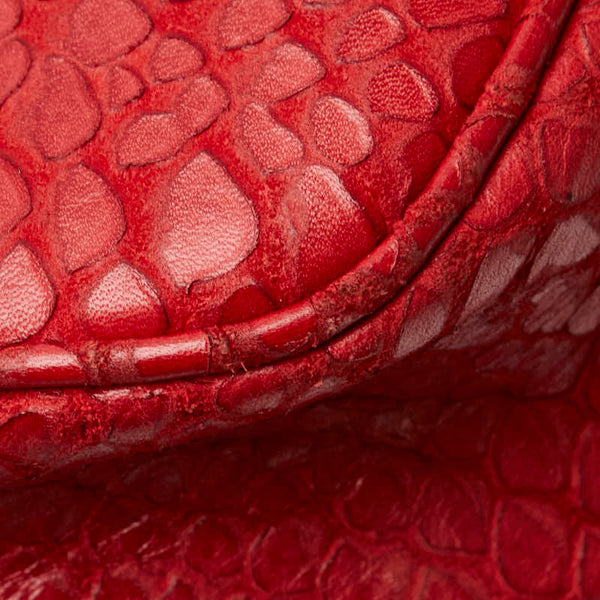 サルヴァトーレフェラガモ 型押し 斜め掛け ショルダーバッグ レッド レザー レディース Salvatore Ferragamo 【中古】