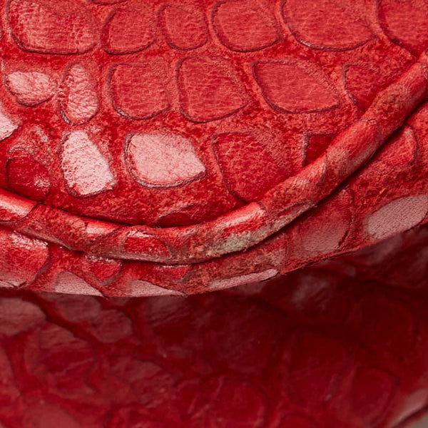 サルヴァトーレフェラガモ 型押し 斜め掛け ショルダーバッグ レッド レザー レディース Salvatore Ferragamo 【中古】