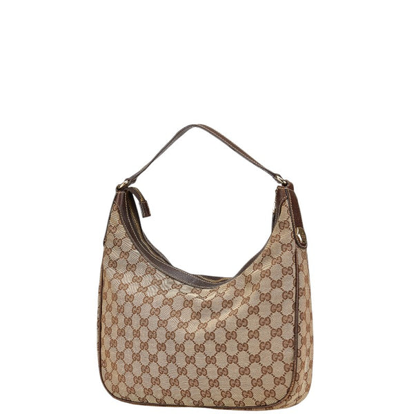 グッチ GGキャンバス ハンドバッグ ワンショルダーバッグ 153010 ベージュ ブラウン キャンバス レザー レディース GUCCI 【中古】