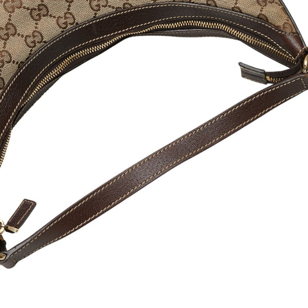 グッチ GGキャンバス ハンドバッグ ワンショルダーバッグ 153010 ベージュ ブラウン キャンバス レザー レディース GUCCI 【中古】