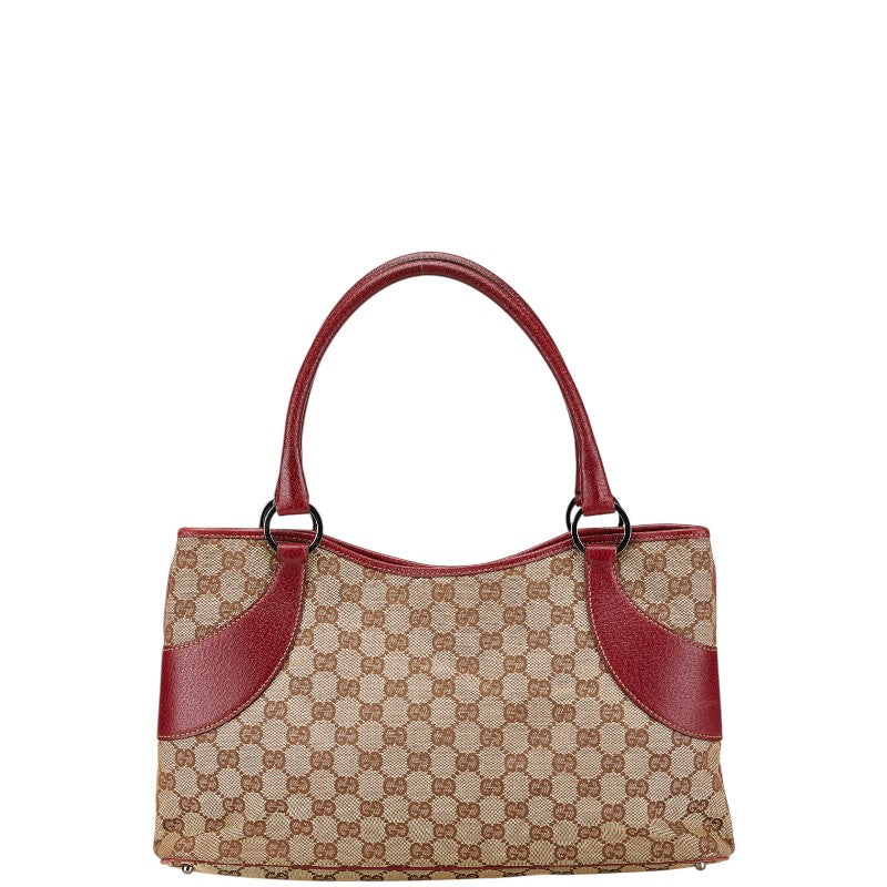 グッチ GGキャンバス ハンドバッグ トートバッグ 113015 ブラウン ボルドー キャンバス レザー レディース GUCCI 【中古】