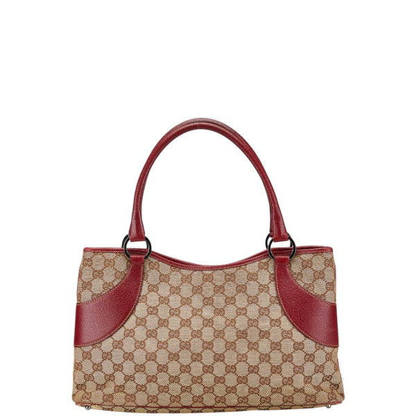 グッチ GGキャンバス ハンドバッグ トートバッグ 113015 ブラウン ボルドー キャンバス レザー レディース GUCCI 【中古】