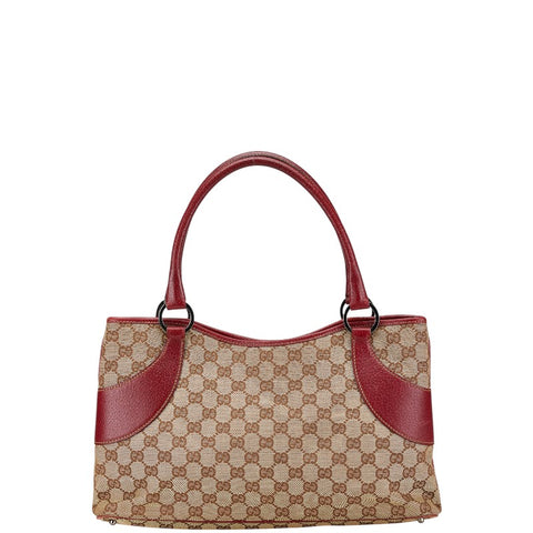 グッチ GGキャンバス ハンドバッグ トートバッグ 113015 ブラウン ボルドー キャンバス レザー レディース GUCCI 【中古】