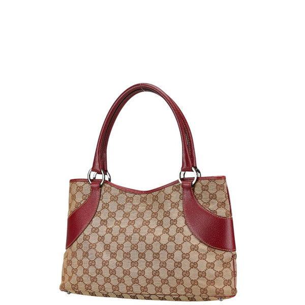 グッチ GGキャンバス ハンドバッグ トートバッグ 113015 ブラウン ボルドー キャンバス レザー レディース GUCCI 【中古】