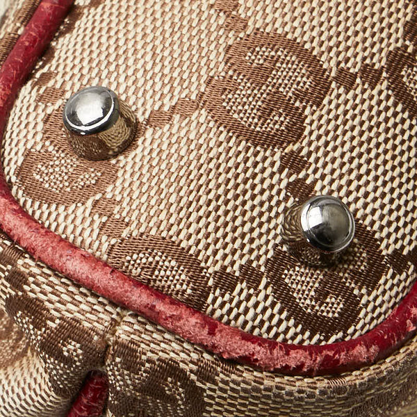 グッチ GGキャンバス ハンドバッグ トートバッグ 113015 ブラウン ボルドー キャンバス レザー レディース GUCCI 【中古】