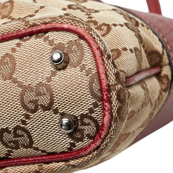 グッチ GGキャンバス ハンドバッグ トートバッグ 113015 ブラウン ボルドー キャンバス レザー レディース GUCCI 【中古】