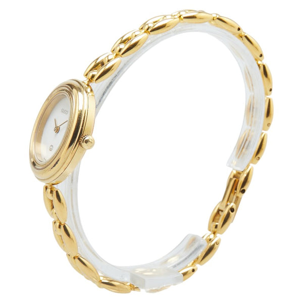 グッチ チェンジベゼルウォッチ 腕時計 1100-L クオーツ ホワイト文字盤 メッキ レディース GUCCI 【中古】