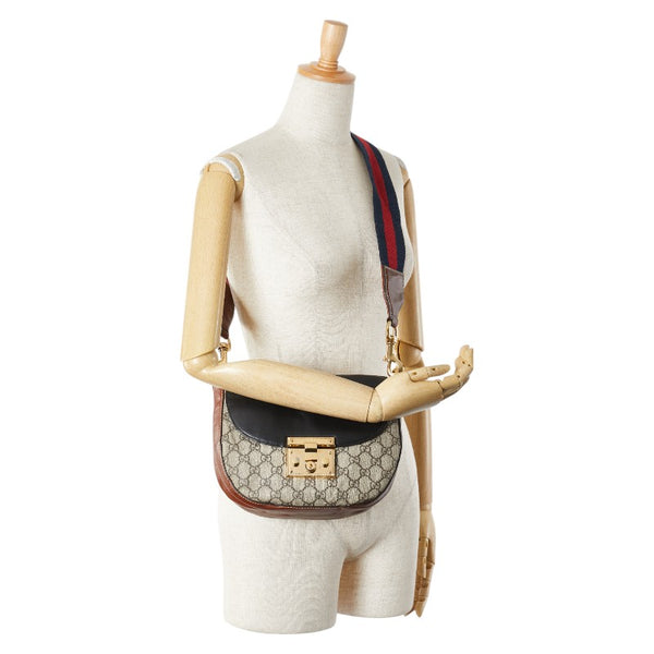 グッチ GGスプリーム 斜め掛け ショルダーバッグ 453189 ベージュ ブラック ブラウン PVC レザー レディース GUCCI 【中古】