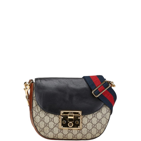 グッチ GGスプリーム 斜め掛け ショルダーバッグ 453189 ベージュ ブラック ブラウン PVC レザー レディース GUCCI 【中古】