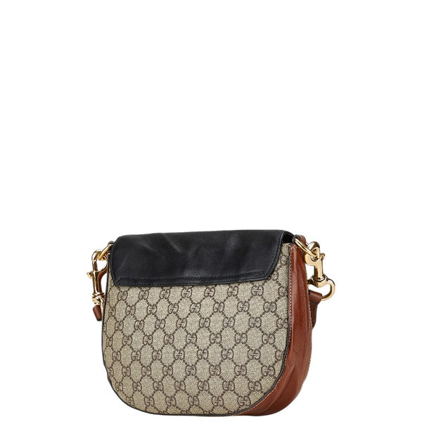 グッチ GGスプリーム 斜め掛け ショルダーバッグ 453189 ベージュ ブラック ブラウン PVC レザー レディース GUCCI 【中古】